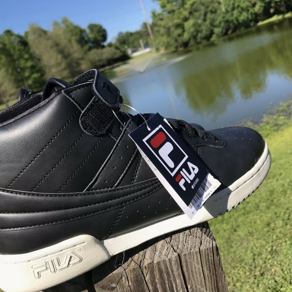Fila Mens F-13 Leather High-Top Shoes Sneakers